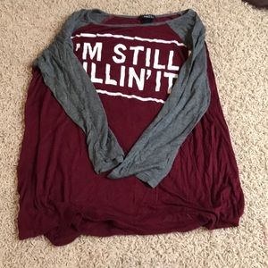 dark red,gray quarter sleeve rue 21 shirt